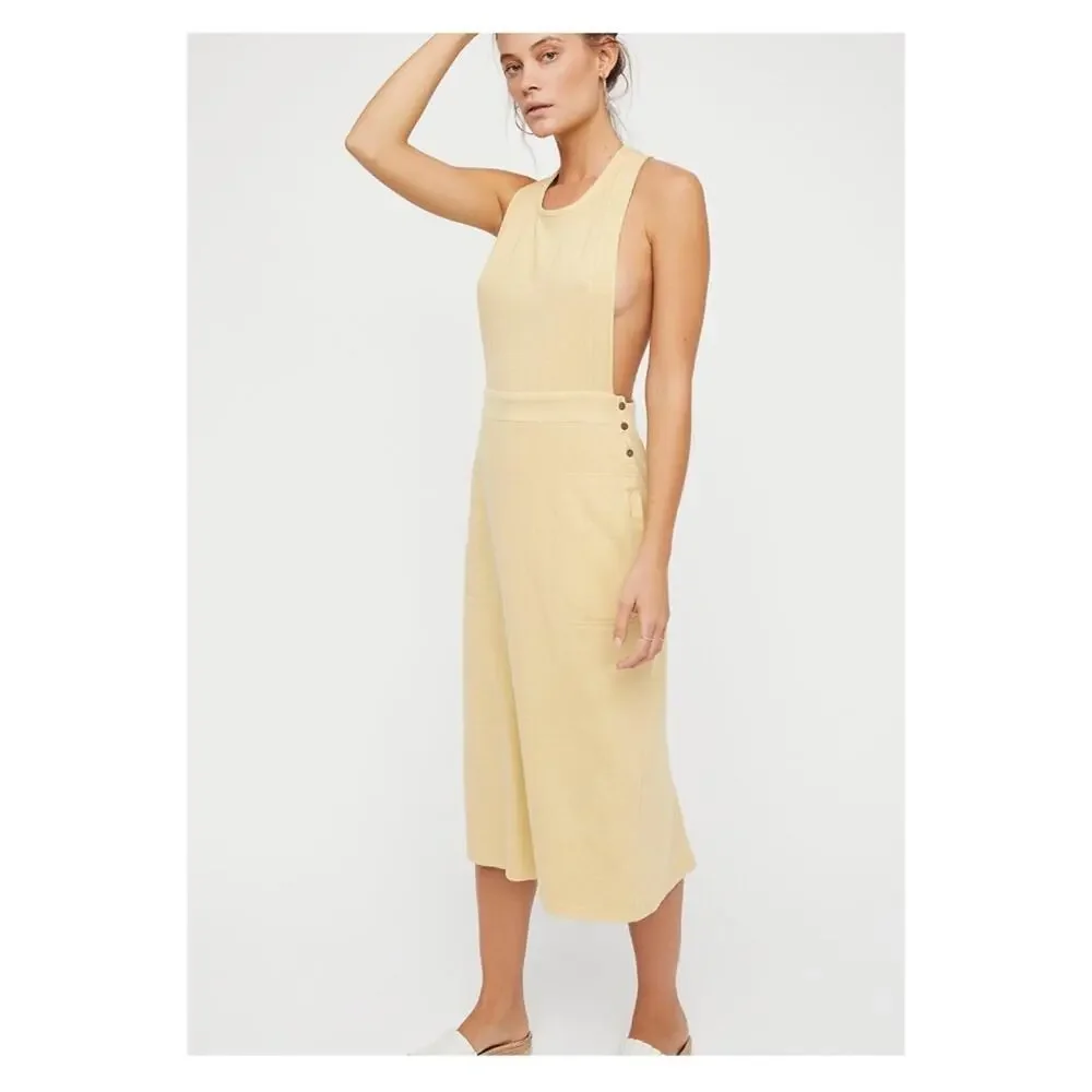 Free People Beach Light Yellow Sunrise Pinafore Jumper Sz.XS NWT